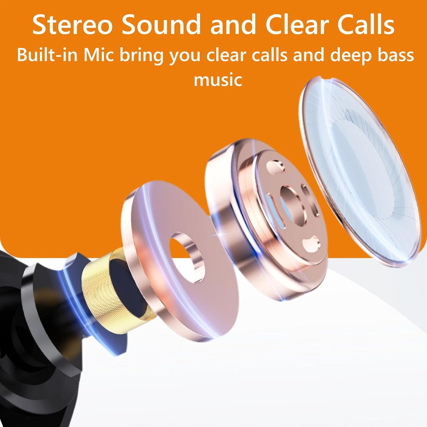 CREASO 64H Bluetooth Earbuds Wireless Ear buds Wireless Charging Case Waterproof Headphones Built in Microphone Stereo