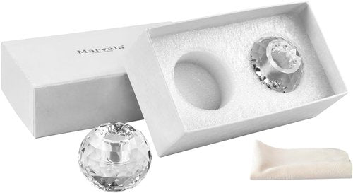Crystal Ball Candle Holders by [Brand Name] - Elegant Taper Holder Set of 2 for Dining Table Decor | Clear