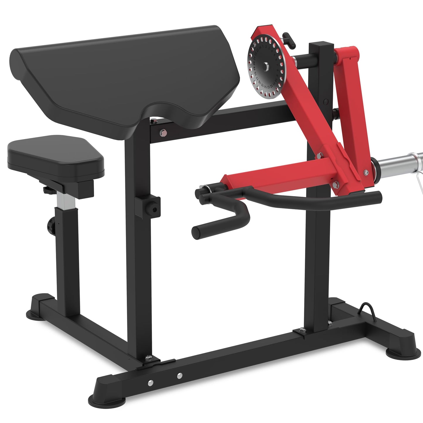 HVO Bicep Tricep Curl Machine: Plate Loaded Preacher Bicep Curl and Tricep Extension Machine Arm Exercise Equipment for Home Gym Workout Station Red