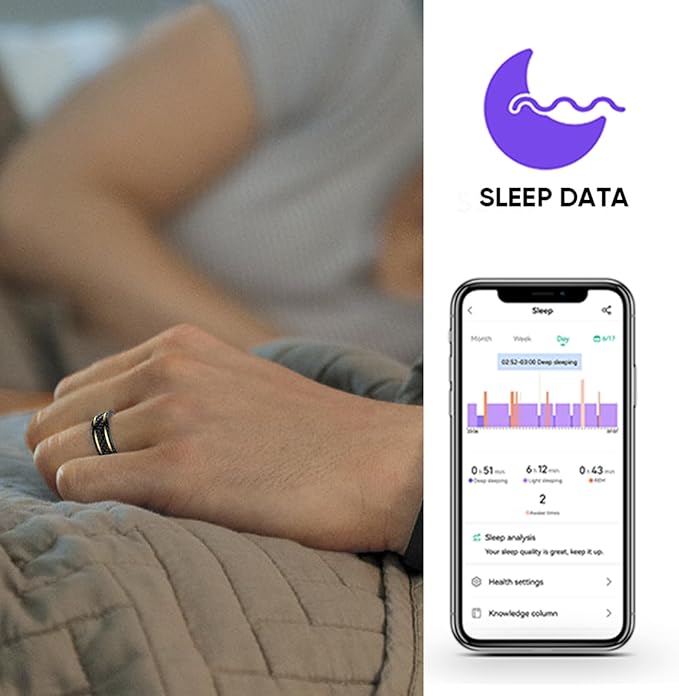 Loluka Smart Ring with Step Tracker Health Tracker with Sleep Monitor Heart Rate Monitor Family Care Fitness Ring Fitness Tracker No Subscription Fee for Android iOS Black 12