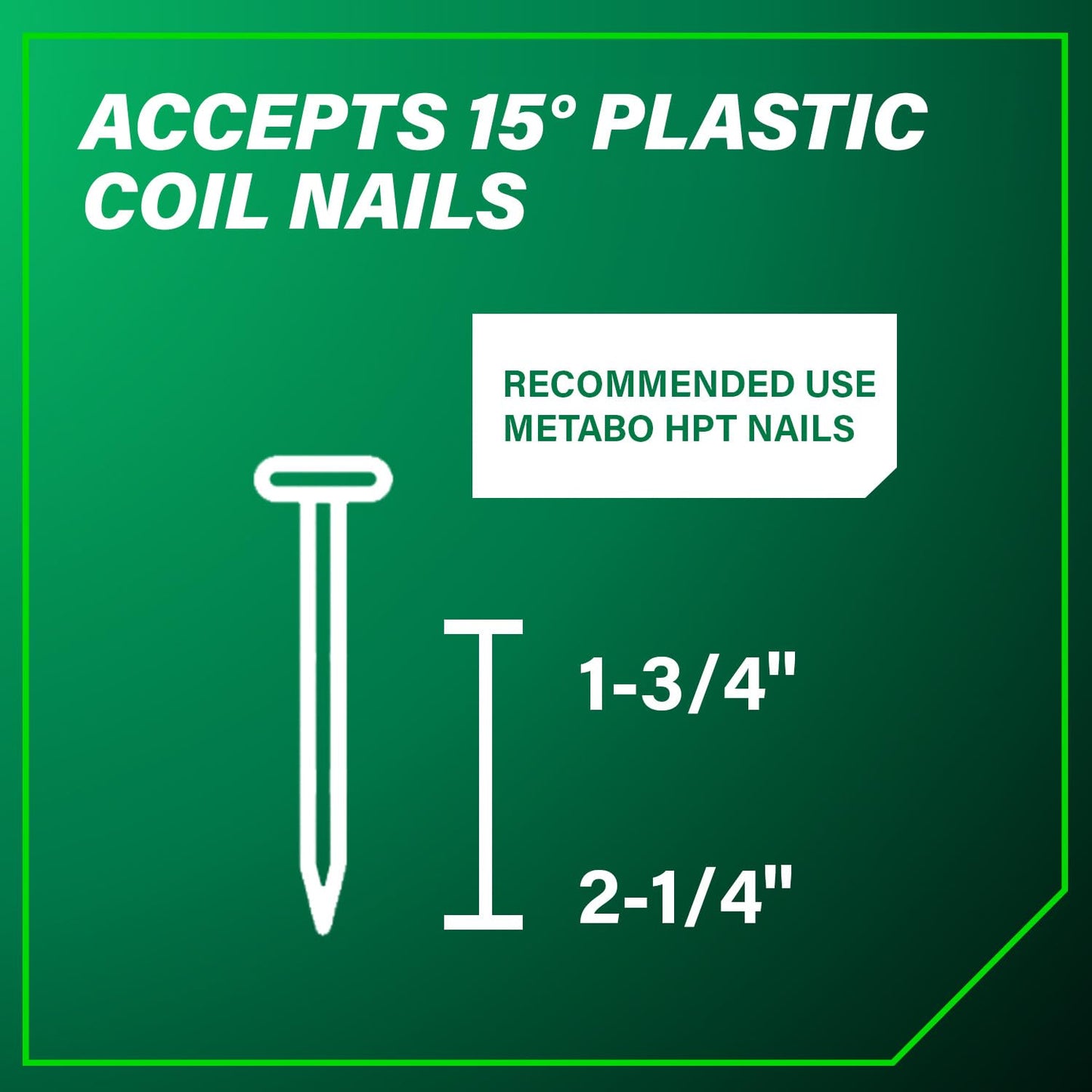 Metabo HPT Siding/Light Framing Coil Nailer, Pro-Preferred Pneumatic Power Nailers for Versatile Siding and Framing Tasks, Tool For 16° Wire 1-3/4"-3" and 15° Plastic to 1-3/4" - 2/14" Nails, NV75A5