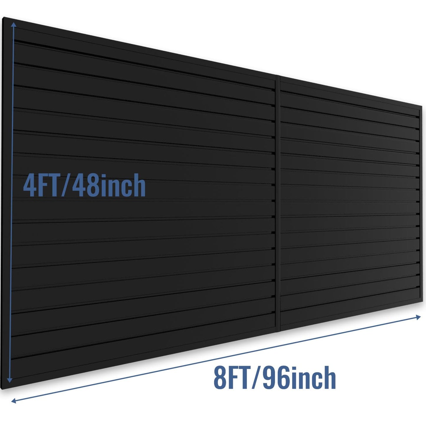 BRITINE Slatwall Panel Garage Organizer PVC Slatwall Heavy Duty Wall Mounted Rack, Interlocking Slat Wall Panels for Tool Organization Peg Board (Black 4 x 8 ft)