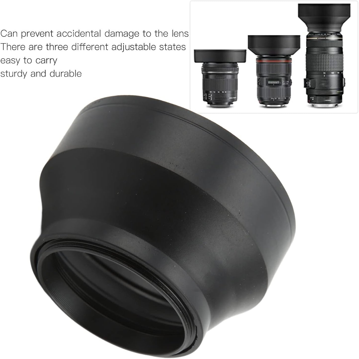 49mm/52mm/55mm/58mm, Universal Camera Lens Hoods Fits for Collapsible Rubber Digital Lens Hood DSLR Lens Shade