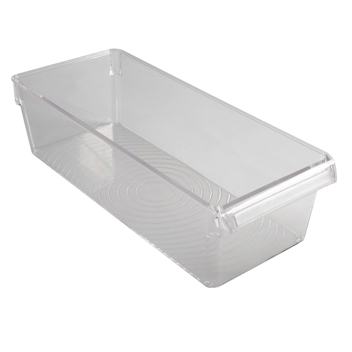 Kitchen Details 2 Pack Slim Refrigerator Storage Bin | Fridge & Freezer | Kitchen Organization | Stainless Steel Handle | Countertop | Cabinets | Pantry | Clear