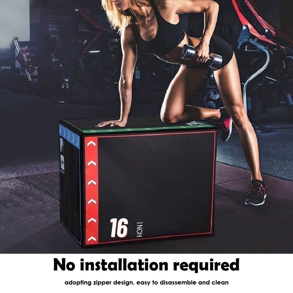 Versatile Non Slip Jump Box Exercise 3-in-1 Foam Plyometric Jump Box for Home Gym Training Fitness