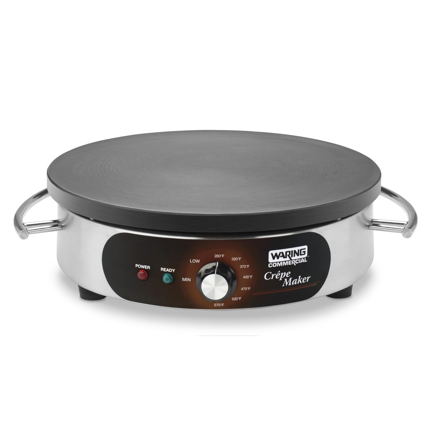 Waring Commercial Crepe Maker, 16" Cast Iron Cooking Surface, 570°F Adjustable Thermostat, for Restaurants & Commercial Kitchens, 120V, WSC160X