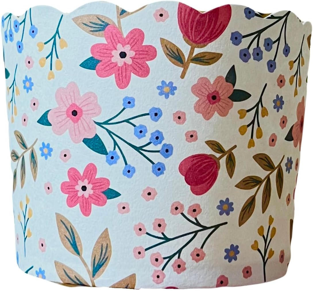 Skiennix Paper Baking Cups - Greaseproof Disposable Cupcake Liners | Large Floral 50-Pack