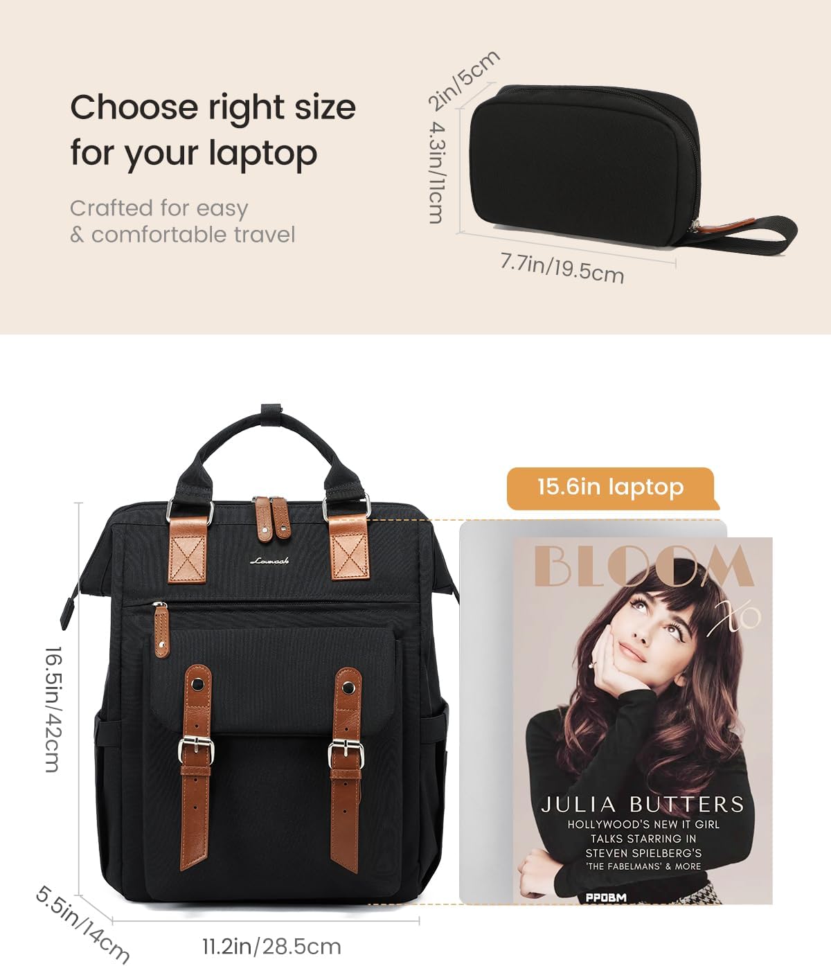 Backpack Backpack Pack, Backpack, 15.6 Inch LOVEVOOK Laptop for Women, Teacher Nurse Work Laptop Bag, Waterproof Travel
