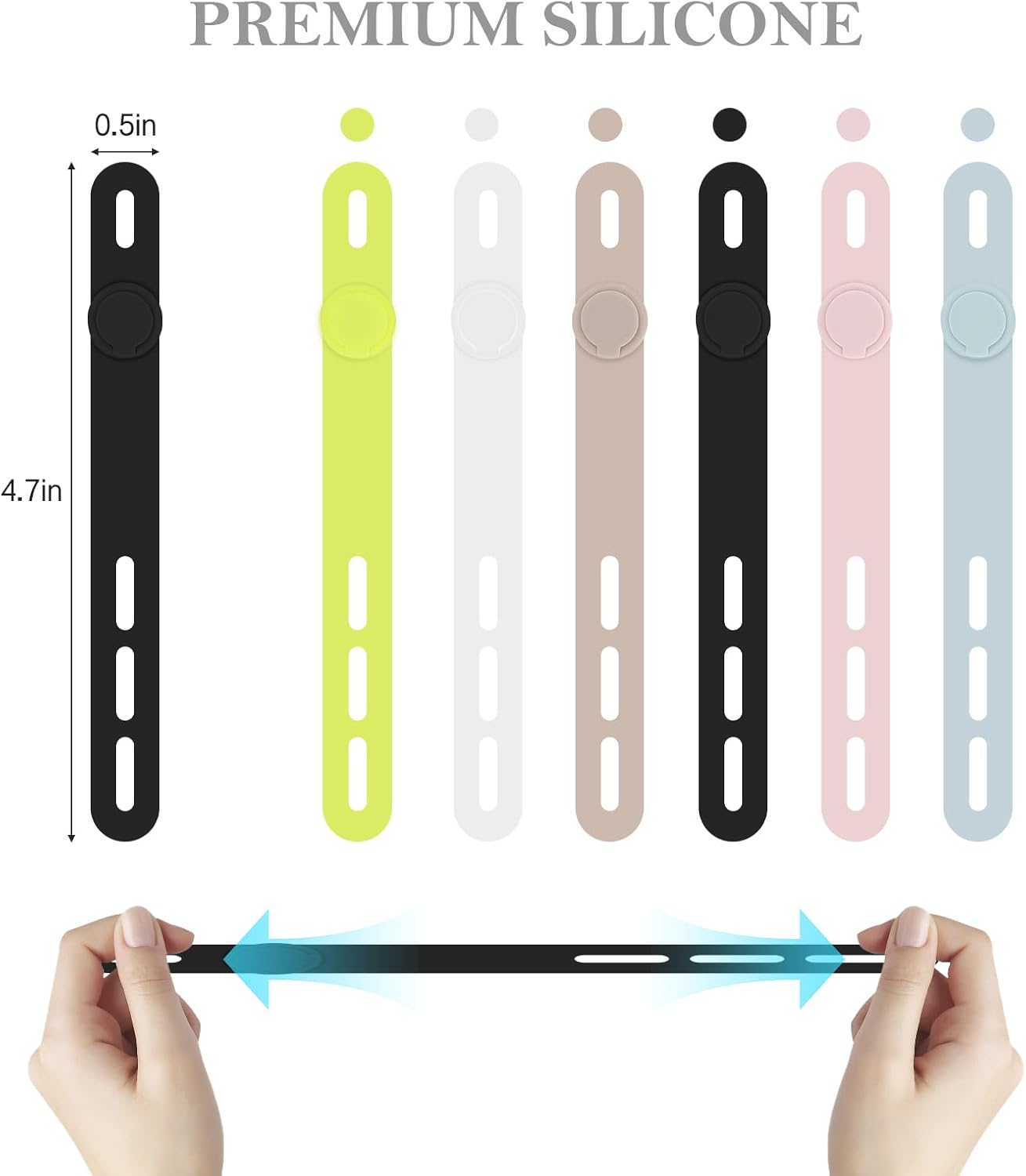Donruby 30Pcs (6 Silicone Cable Ties - Reusable & Washable with Adjustable Locking Buckles, High Elasticity Cable