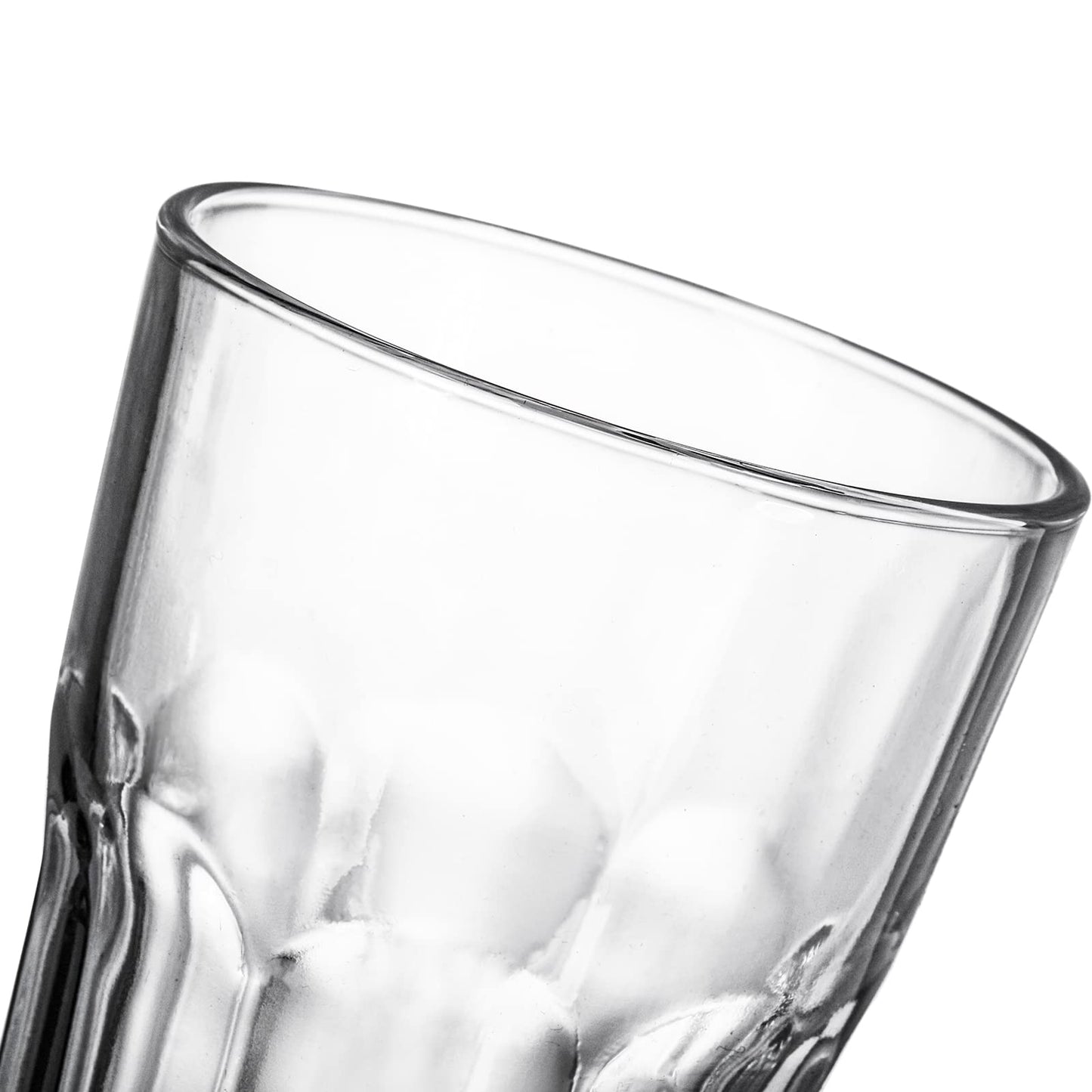 Yopay Set of 8 Highball Drinking Glasses, 12oz Lead-Free Tempered Water Glasses Thick Heavy Base, Clear Iced Hot Tea Glassware for Cocktail, Juice, Milkshake, Soda Beer Tumbler Cup