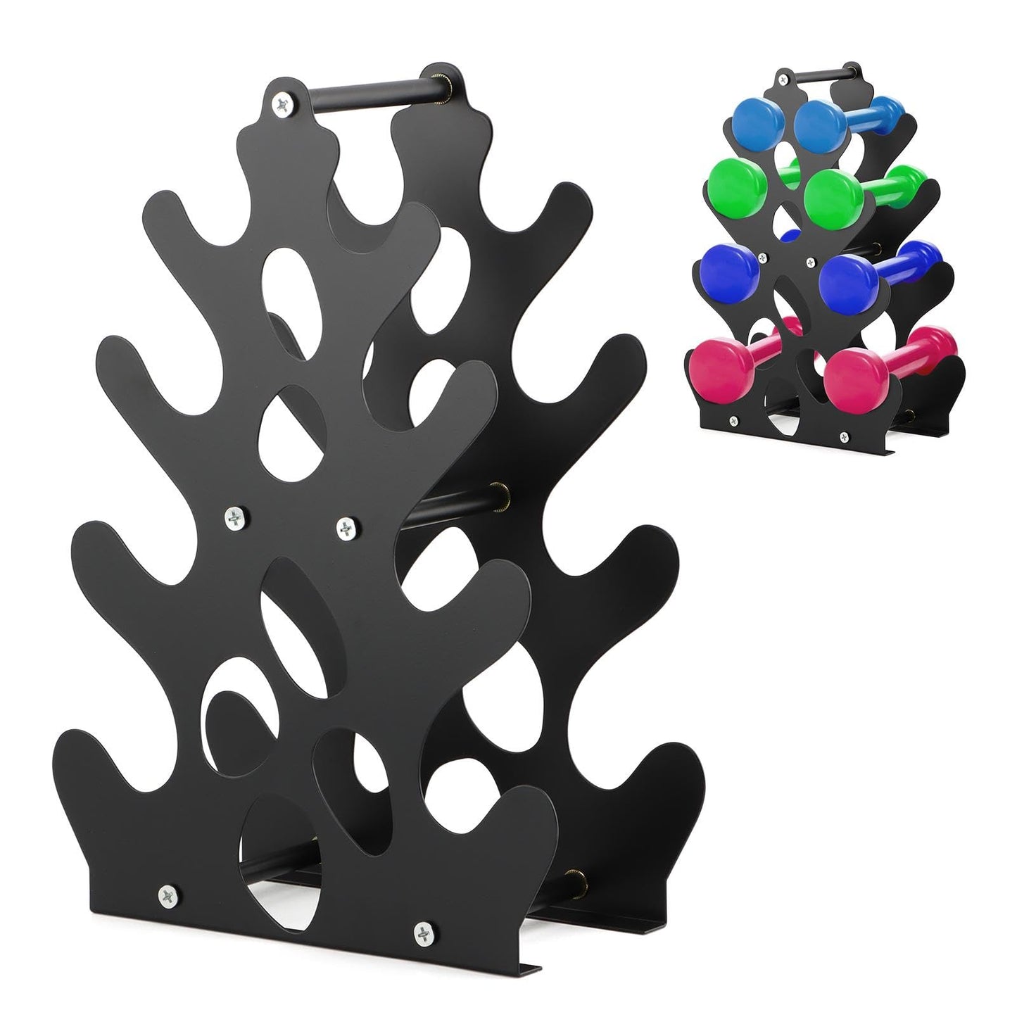 Dumbbell Rack Stand Only, Small Weight Rack 4Tier Compact Dumbbell Holder with Handle, Weight Holders for Free Weights,Dumbbell Storage Stand Holder for Home Gym Workout,Rack Only