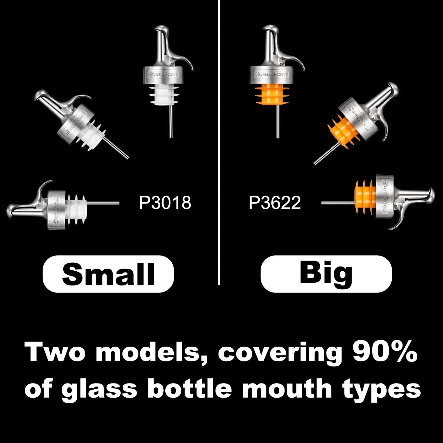 Liquor Pour Spouts, Liquor Bottle Pourer Spouts, Alcohol Pour Spouts,Bar Pour Spouts,Suitable for Alcohol, Beverage, Vinegar, Wine for Bar Accessories-2Pcs