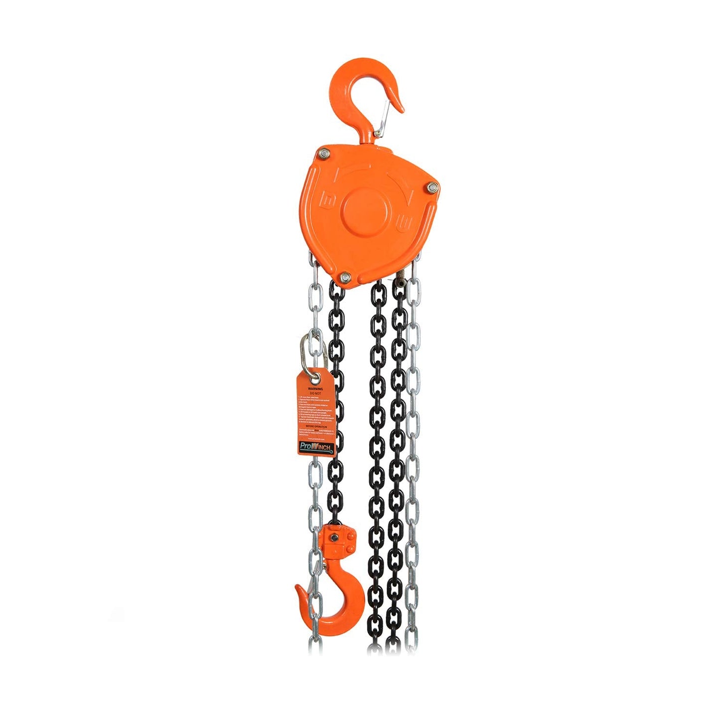 Prowinch 4400 lbs. 2 Ton 20 ft Manual Chain Hoist with Durable G80 Black Tempered Chain for Heavy-Duty Lifting and Rigging in Industrial and Construction Applications