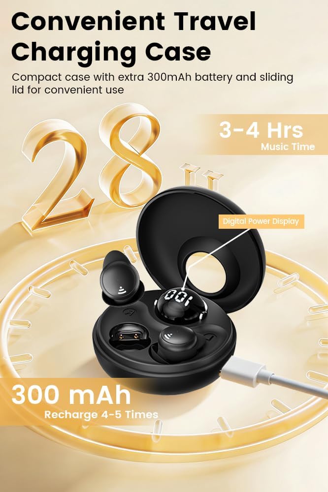 CuiSuto Sleep Earbuds for Side Sleepers Wireless Bluetooth Headphones Mini Invisible Earplugs Small Design Comfortable