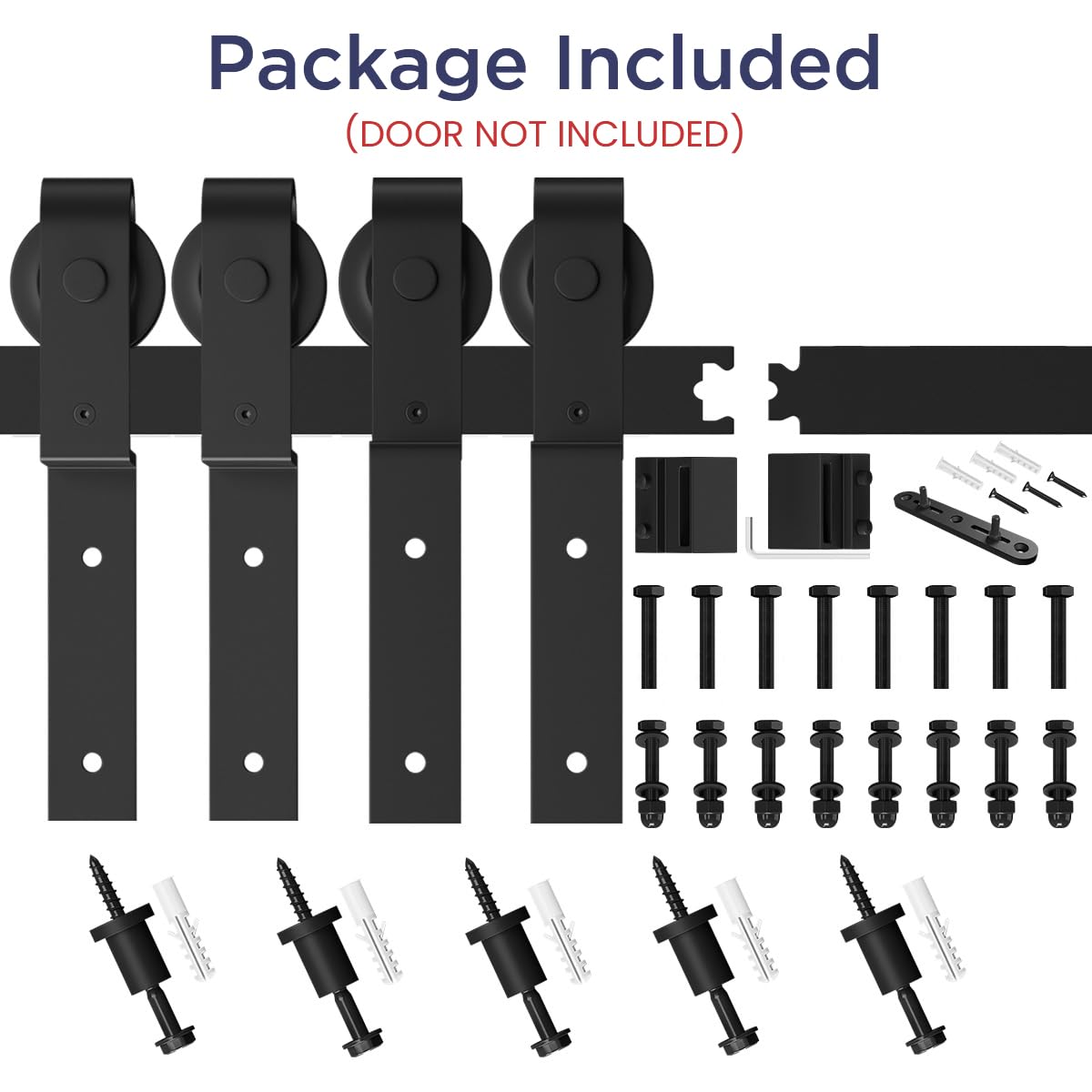 SMARTSTANDARD 6 Feet Bypass Sliding Barn Door Hardware Kit - for Double Wooden Doors-Single Track - Smoothly & Quietly - Easy to Install-Fit 60" Opening