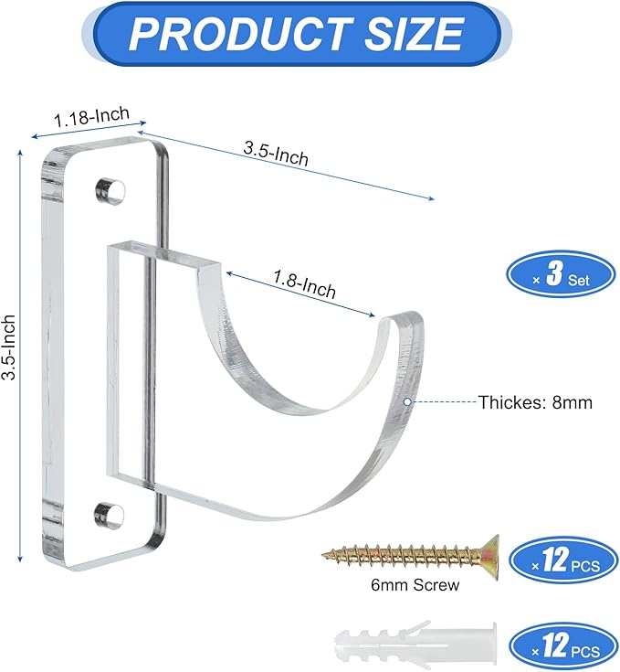 uxcell Sword Wall Mount Holder, 3 Set Acrylic Light Saber Display Rack Wall-Mounted Sword Stand Display for Light Saber Sword Wall Bracket, Clear