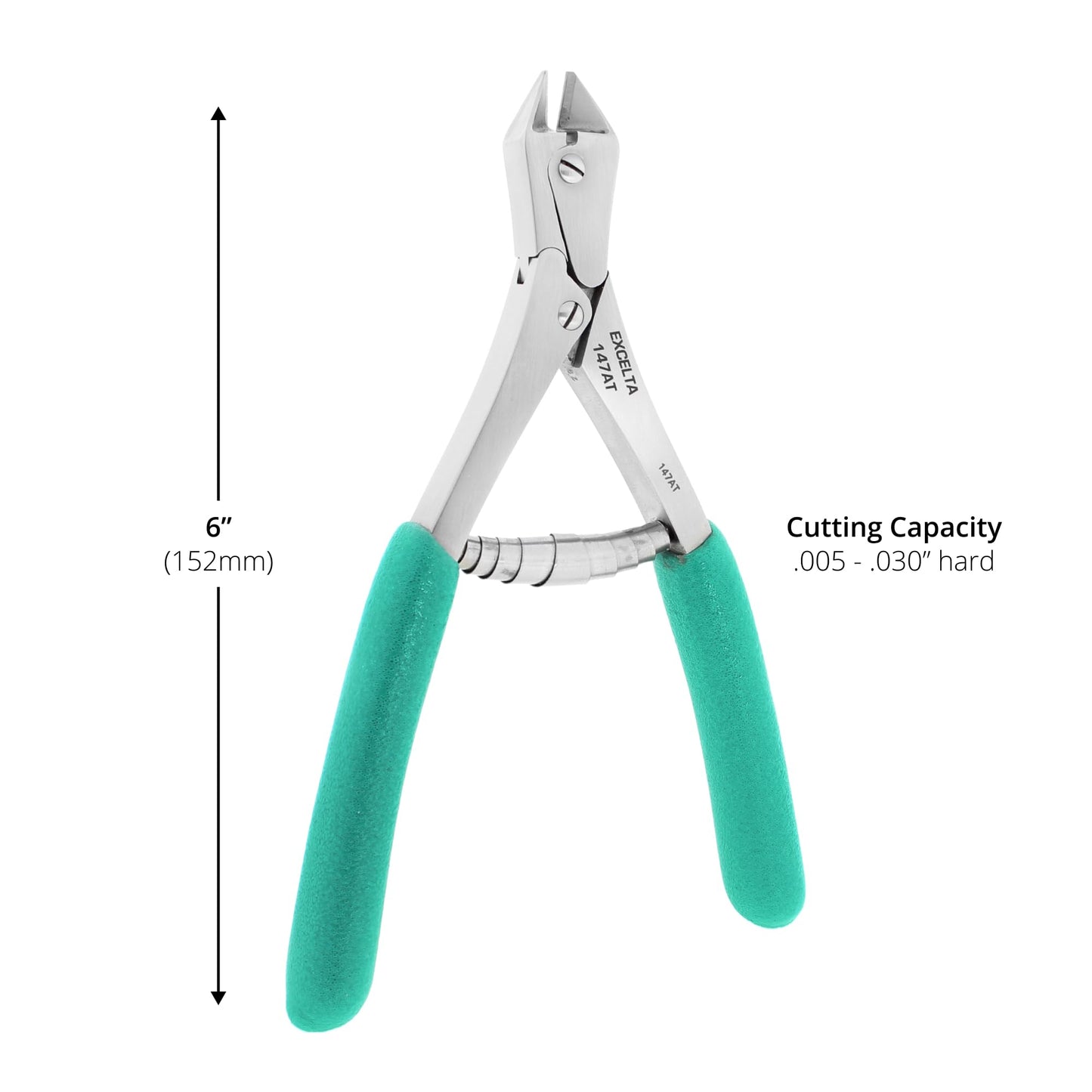 Excelta 147AT Stainless Steel Carbide Insert Compound Action Cutter, Taper Head, Cushioned Anti-Static Grip, .005-.030" Cutting Capacity, 6", Semi-Flush, Intermediate