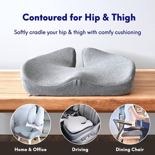 Cushion Lab Pressure Relief Seat Cushion - Extra-Dense Memory Foam for Comfort | Black for Office & Home Use