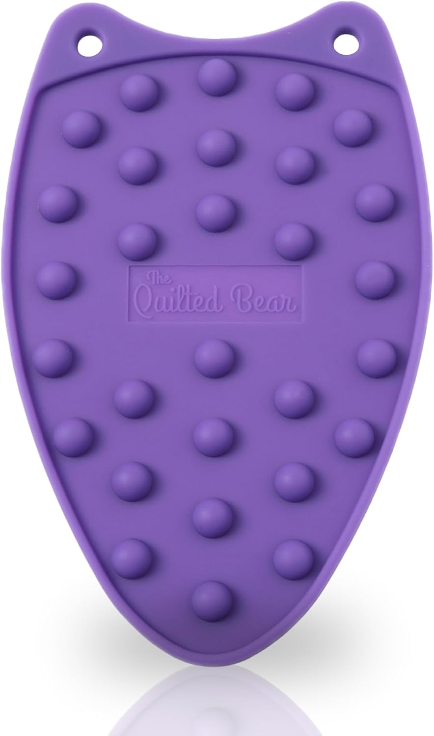 Quilted Bear Mini Iron Rest - Silicone Heat Resistant Mat for Crafting & Sewing - Durable Purple Surface