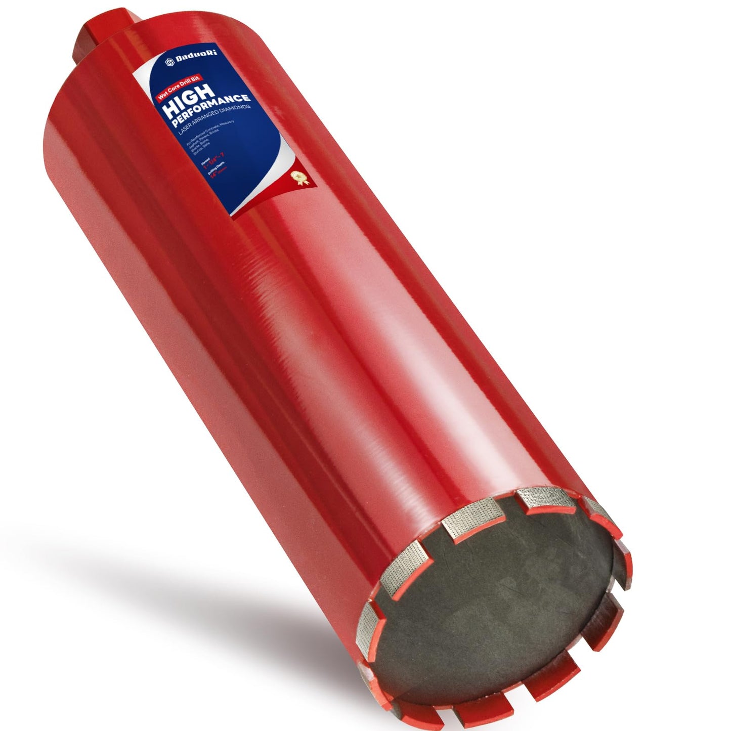 DaduoRi Premium 5" Wet Core Drill Bit for Hard Concrete with High-Density Diamond, Precision-Welded Segments, 1-1/4"-7 UNC x 14" Depth, Industrial Grade for Concrete Rebar, Brick, Masonry, Asphalt
