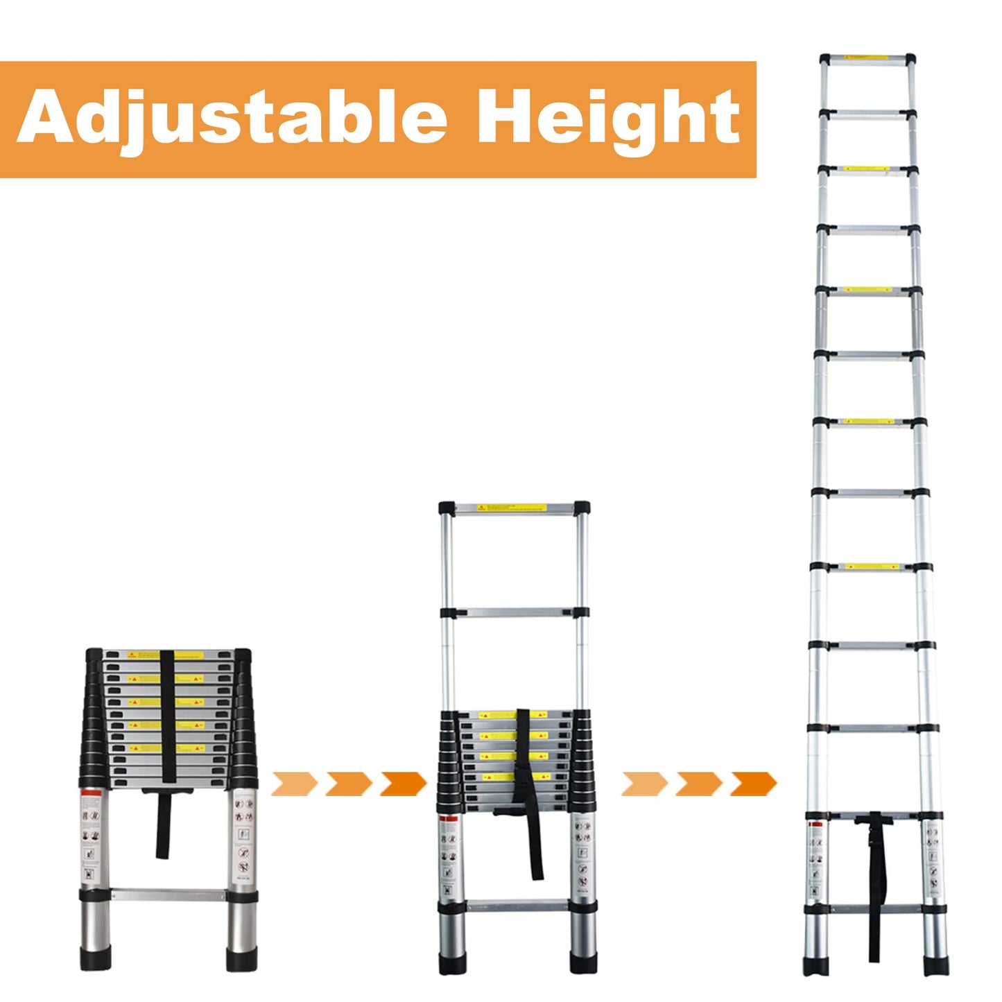 Telescoping Extension Ladder 14.5 FT, Folding Telescopic Aluminum Ladders, Lightweight Collapsible Ladder Step for RV Roof Attic Home, 330 LB Capacity (14.5 FT)