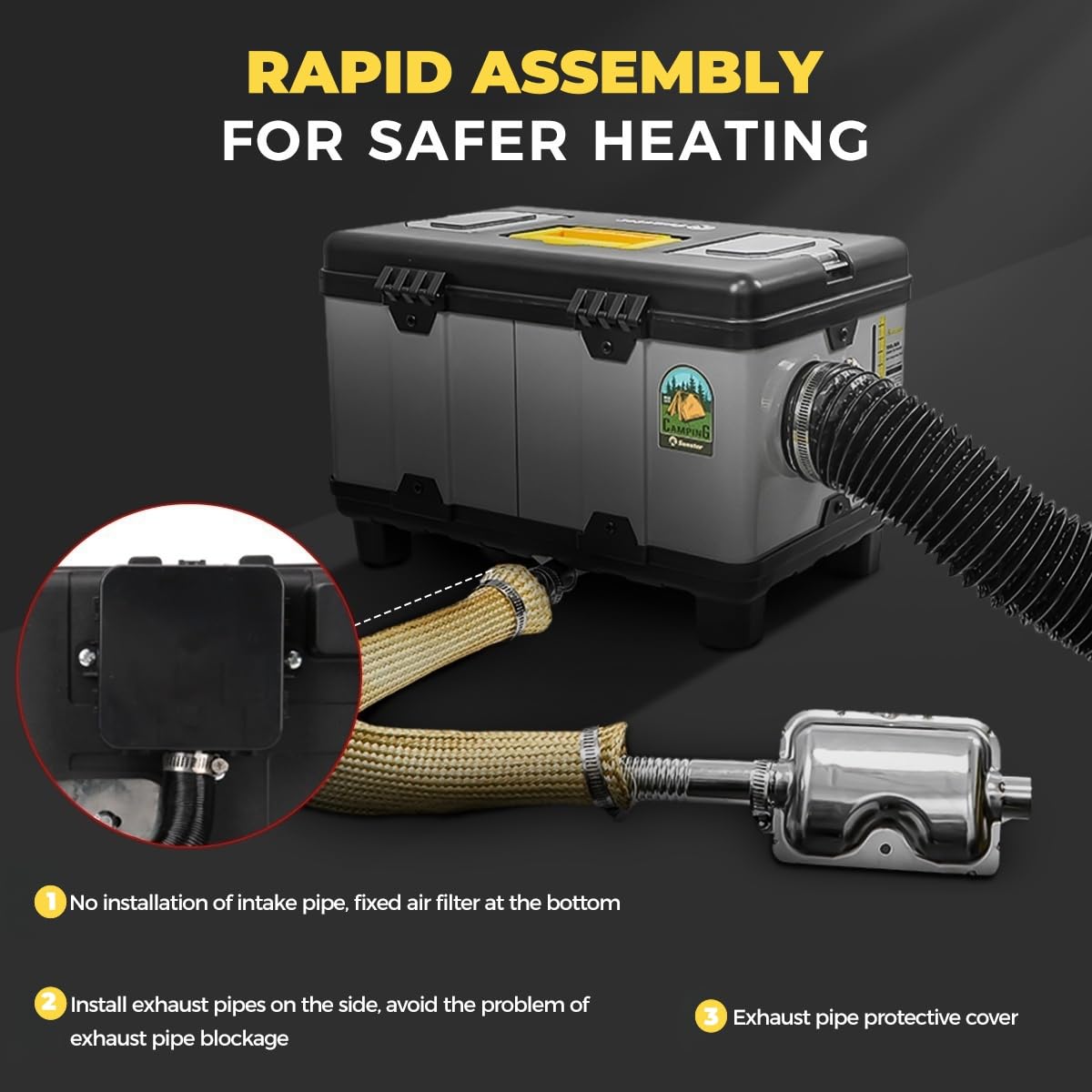 8KW Diesel Air Heater, 110V/12/24V All-in-One Portable Diesel Heater, with APP Control, 5500m Max Altitude Mode, Auto Start-Stop and Wireless Temperature Sensing, for RV Garage Truck Boat Tent