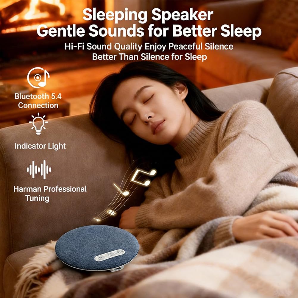 Generic 5.4 Bluetooth Pillow Speaker for Sleeping Ultra Slim Blue-Tooth Bedside Speaker for Side Sleepers with White