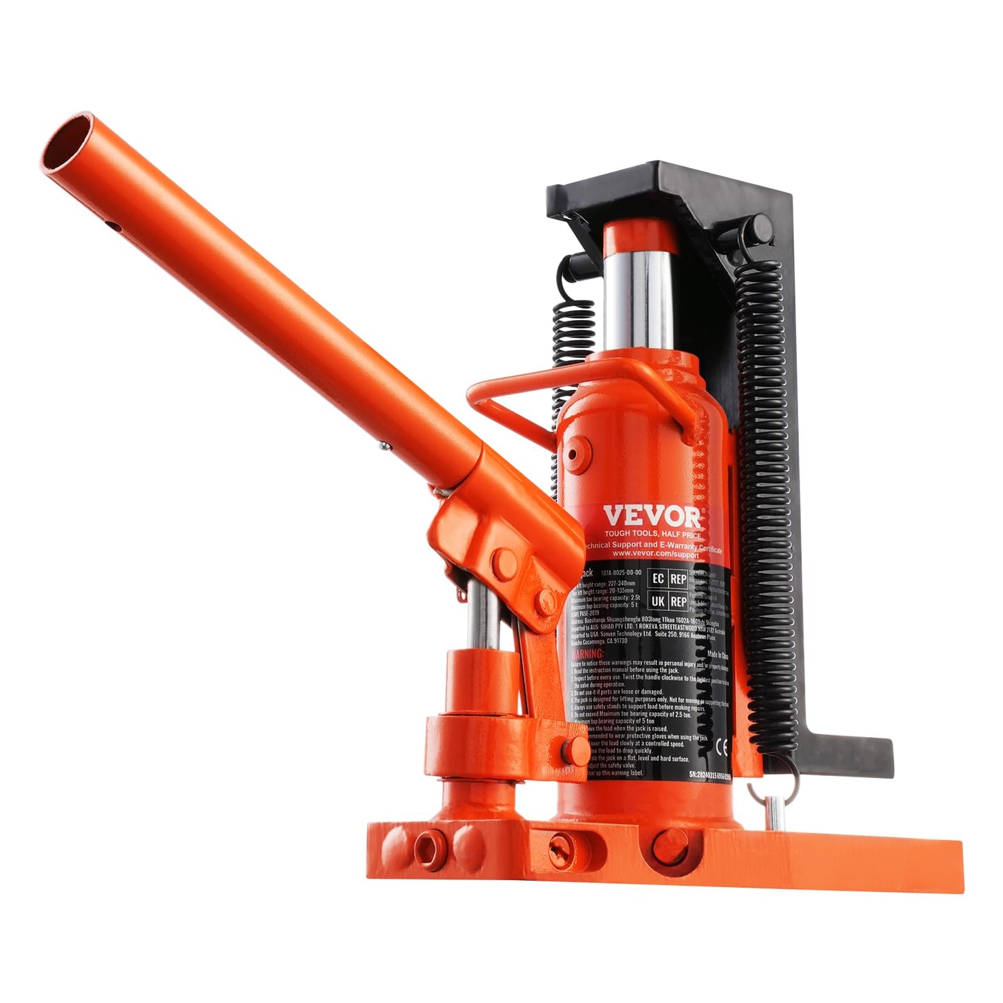 VEVOR Hydraulic Jack, 2.5 Ton Toe Lift, 5 Ton Top Lift, 0.8-5.3 in Toe Height, 8.9-13.4 in Top Height, Air Hydraulic Claw Jack for Machinery, Industry