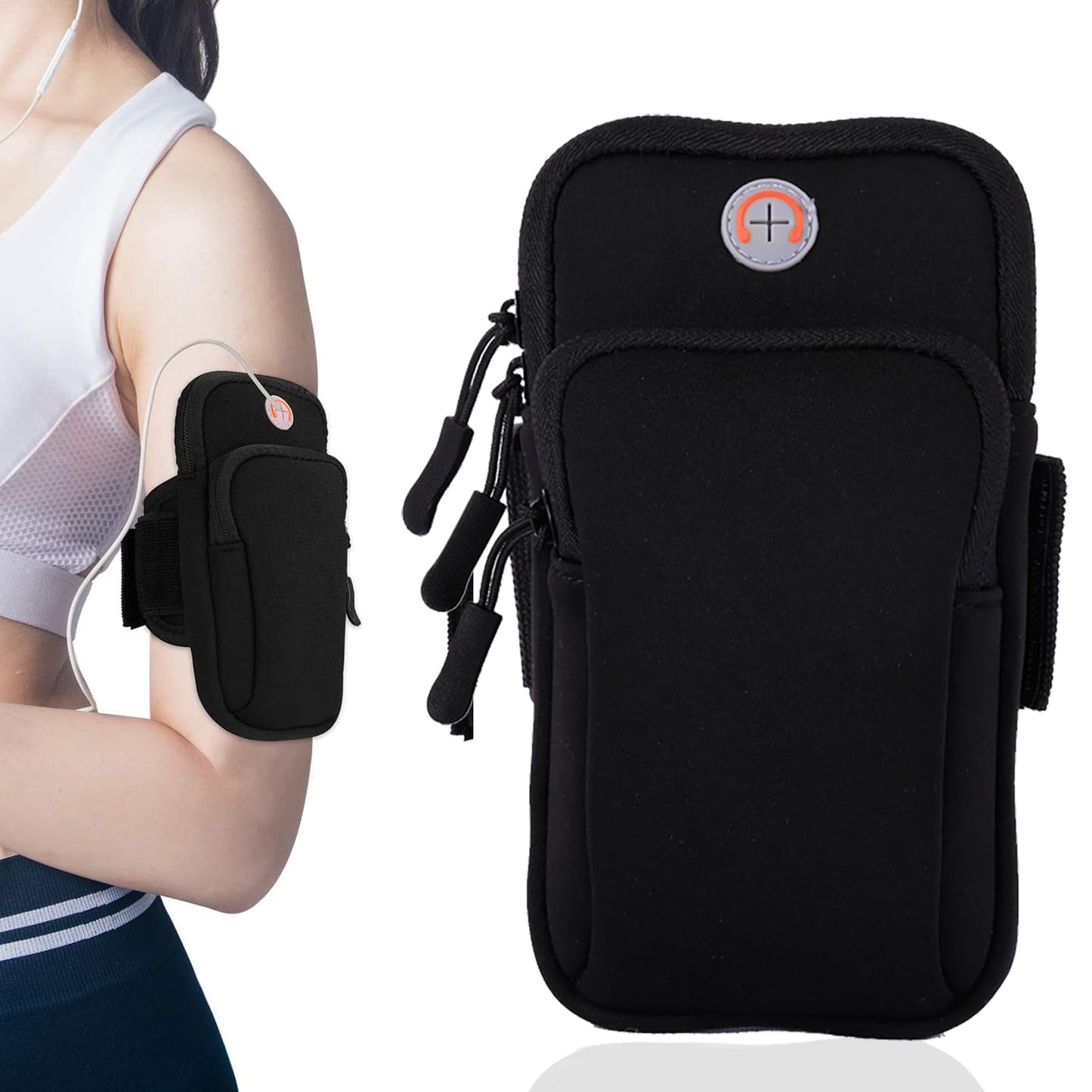 AiScrofa Sports Armband, Running Gym Universal Smartphone Arm Bag with Earphone Hole Multifunctional Pockets foriPhone 15, 14, 13, 12, 11 Pro Max, Xs, Xr, X, 8 Plus, SE, Galaxy S22 Ultra and More