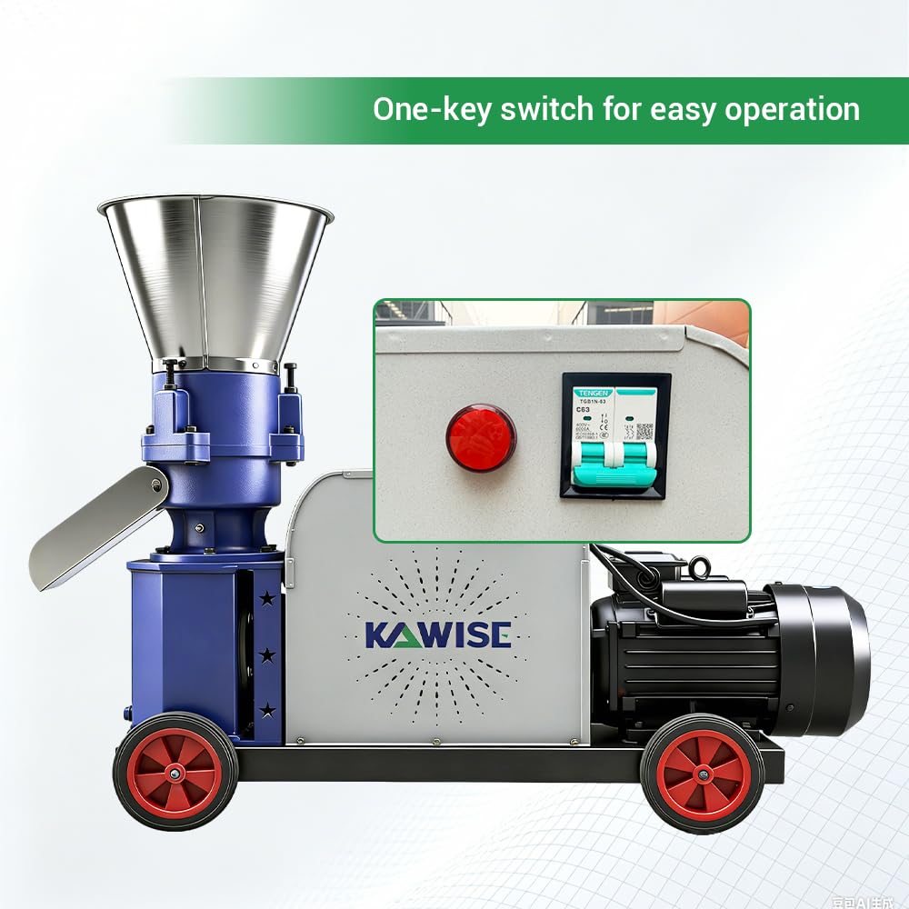 160 Feed Pellet Machine 5.5 kW 110V 60Hz US Voltage Three Roller Flat Die 4 mm Disc 100 to 200 kg per Hour for Chicken Duck Goose Pig Rabbit Feed