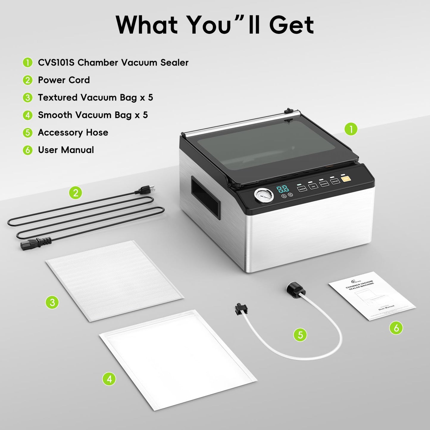 TIITSS Chamber Vacuum Sealer, 230W Powerful Vacuum Packing Machine with 6.8QT/6.4L Large Chamber and 12-inch Seal Bar for Meats, Soups, Sauces and Liquids, Ideal for Home and Commercial Use