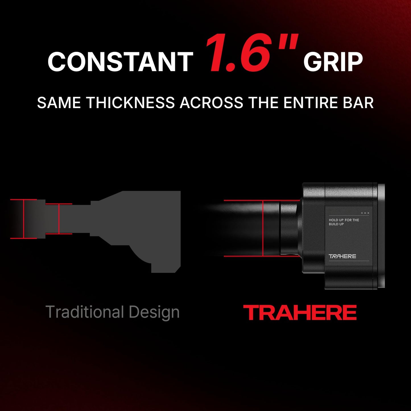 TRAHERE Doorway Pull Up Bar, Patented Flat Structure with Uninterrupted Full-Length Grip, Extra Wide 26.8–32.7", 573 lbs Capacity, Adjustable 31.8–36.6" Doorways, Tool-Free Installation