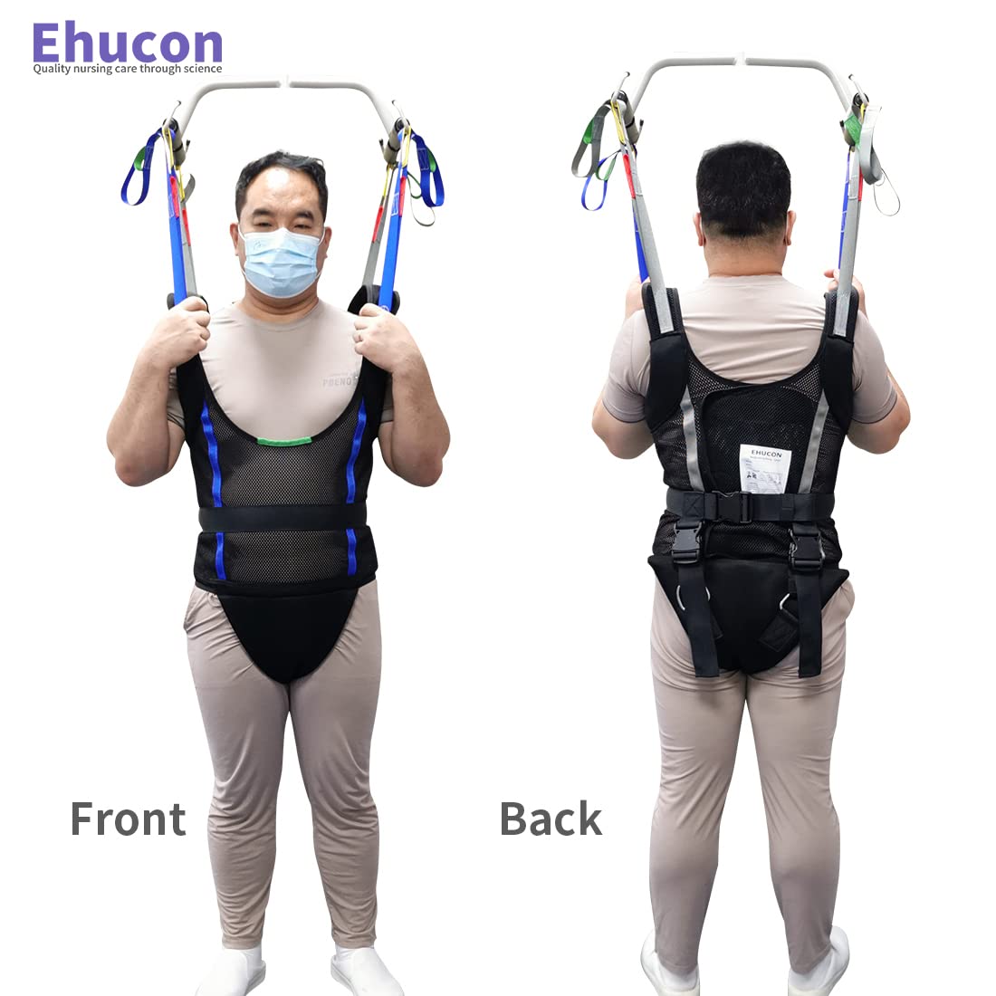 Ehucon Comfort Padded Patient Lift Walking Sling,Portable Standing Harness to People/Handicap for Ambulating Support Training,500 lbs Safety Loading(Small)