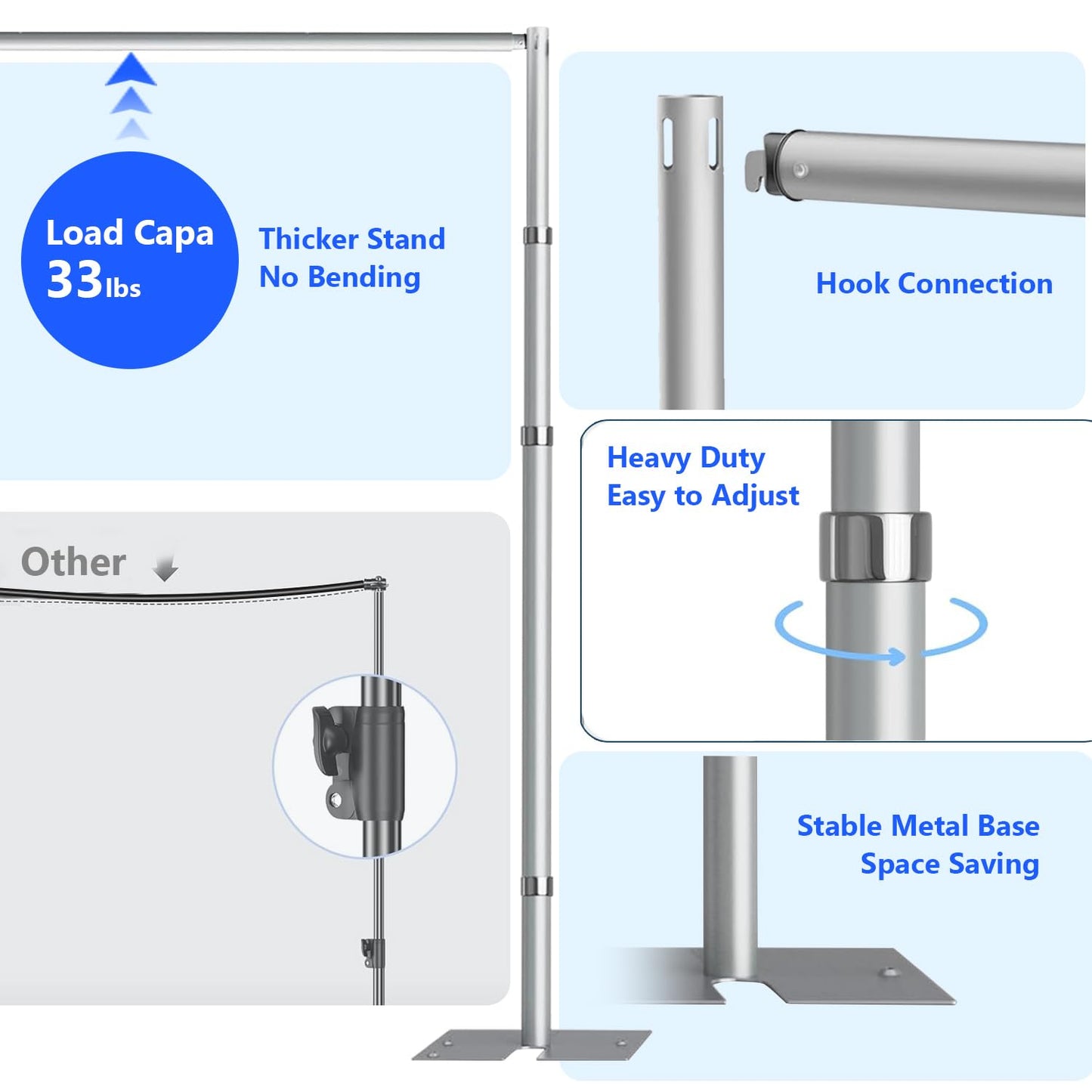 HYJ-INC Pipe and Drap Backdrop Stand Kit ,10x 10ft Heavy Duty Adjustable Frame Backdrop Stand with Flat Base,Carry bag for Event, Birthday Party, displays and Wedding Decoration
