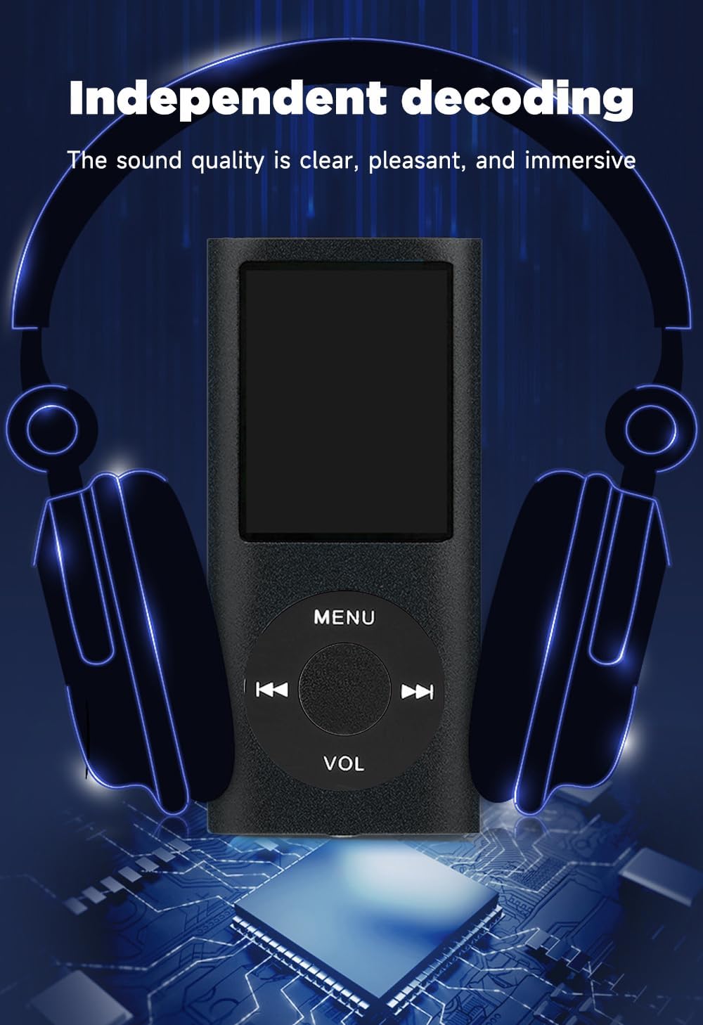 FKLBBLPM MP3 5.2, 32GB Player with Bluetooth Portable Music Player with Memory Card, Stereo Earphone, Voice Recorder