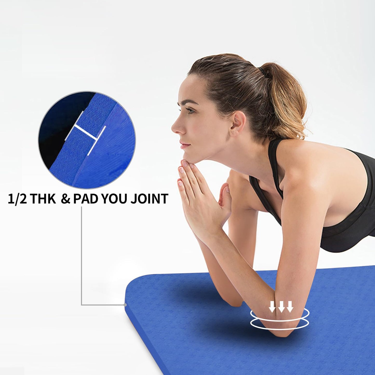 Hatha Yoga Large TPE Yoga Mat 6'x4'x1/2" Extra Thick Non-Slip Exercise Mat - for Yoga Pilates & Home Gym Workouts(Blue)