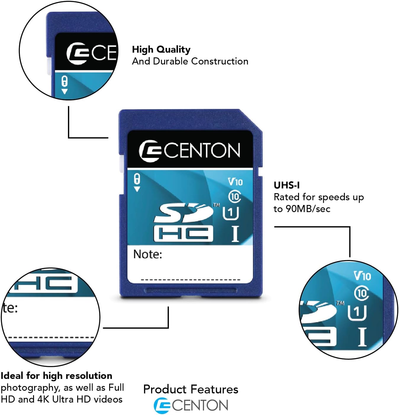 Centon 1 (U1) 8GB 1, (S1-SDHU1-8GTAA) SD UHS Class Flash Memory Card x