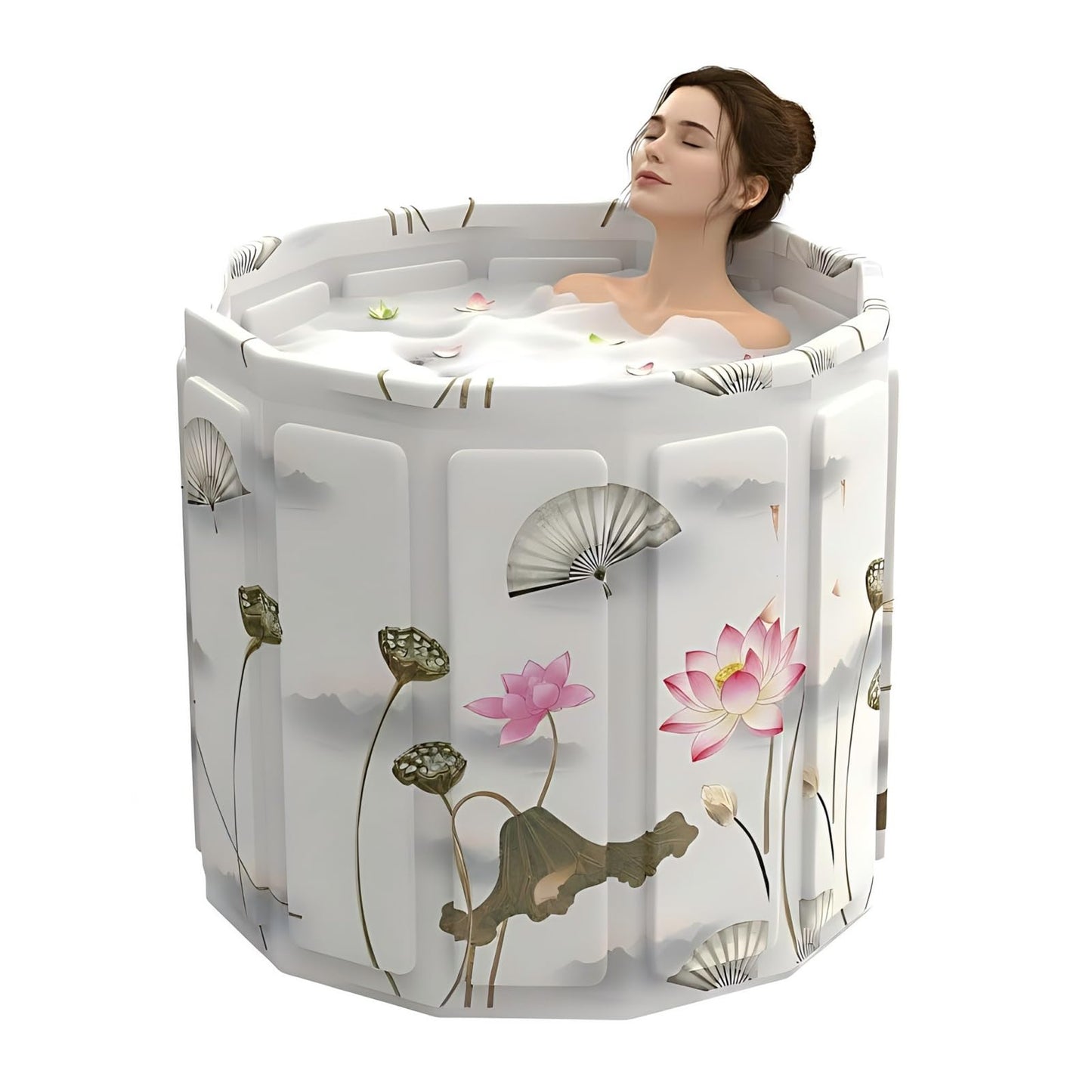 Portable Bathtub for Adult, Foldable Soaking Bathtub for Hot SPA&Ice Bath, Foldable Small Bathtub collapsible bathtub for Bathing, 6-layer Insulated portable tub,Space-Saving (Lotus, 27.5X26.6 IN)