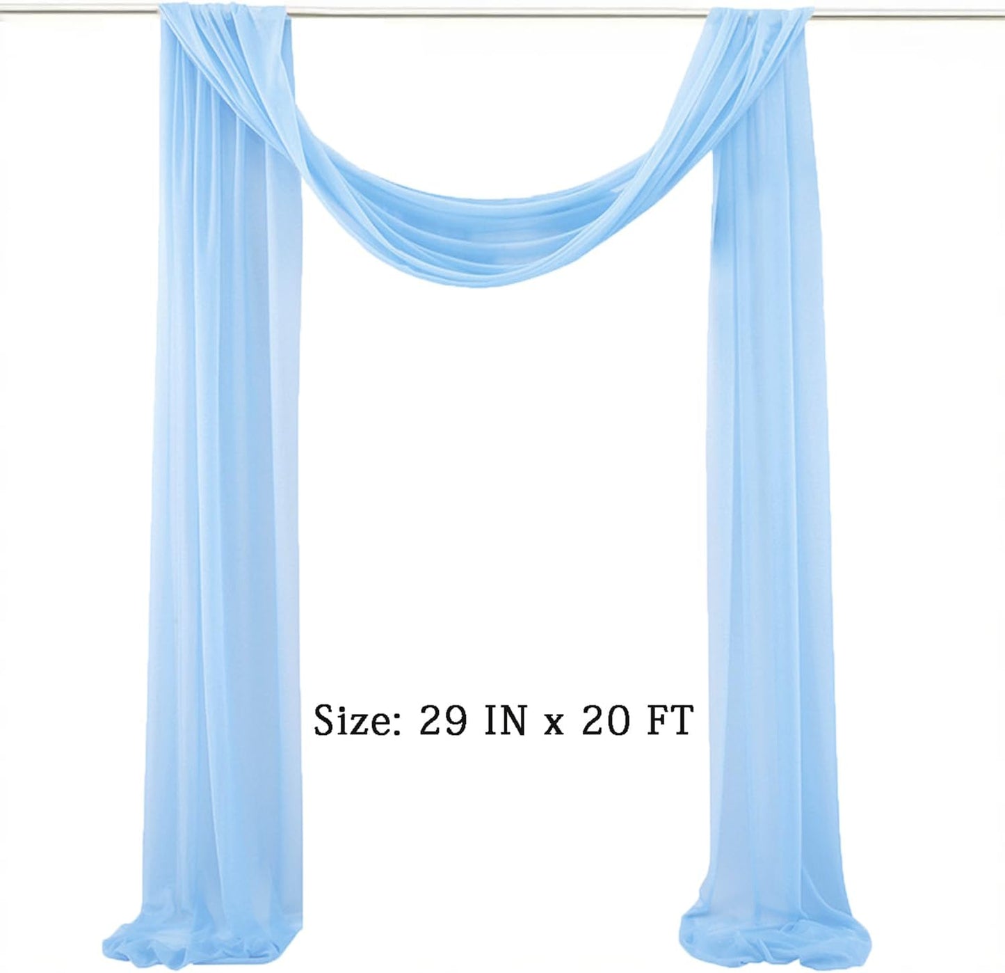 Skiennix Chiffon Wedding Arch Draping Fabric - Baby Blue Sheer 29 in x 20 ft Backdrop for Events