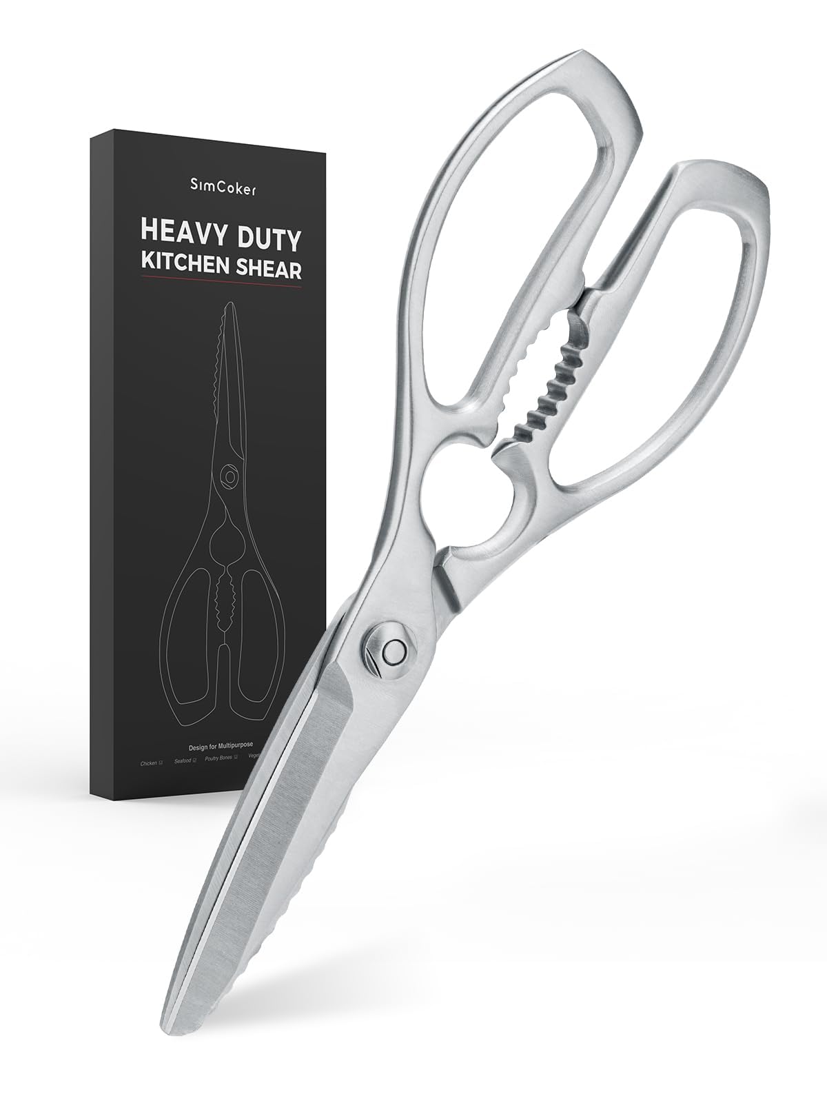 SimCoker Kitchen Scissors, Forged Stainless Steel Heavy Duty Kitchen Shears, Dishwasher Safe Cooking Scissors for Meat, Poultry & Vegetables