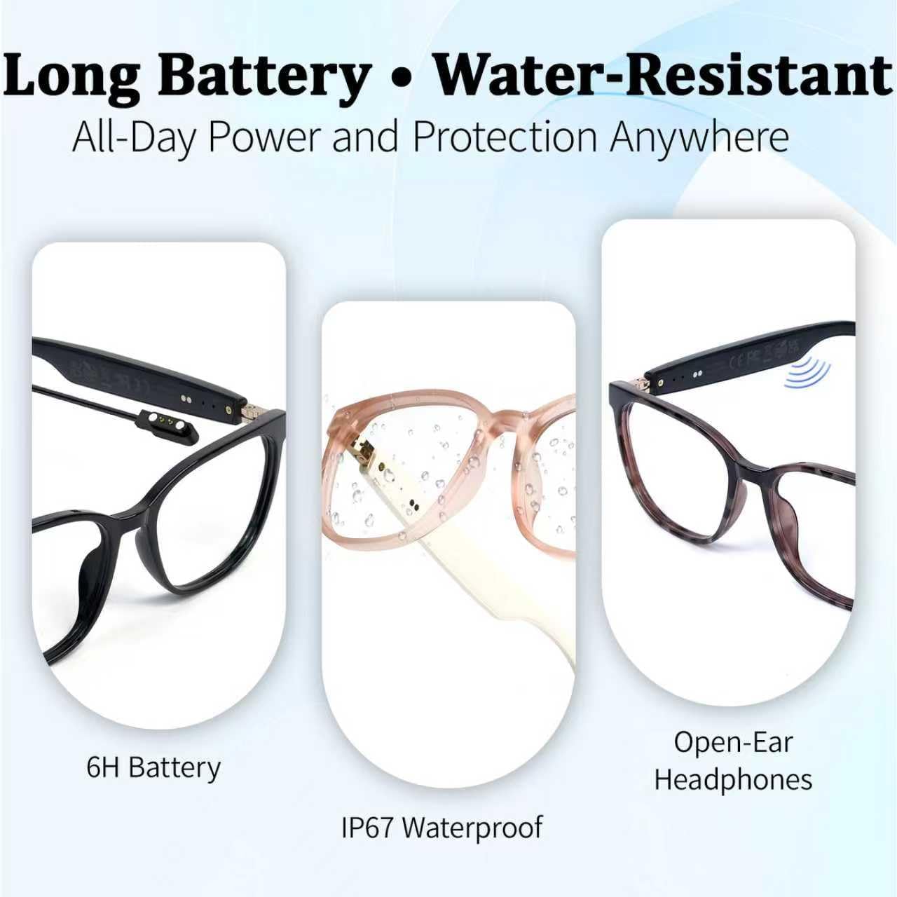 loangyunfone AI Smart Glasses with Real-Time Translation & Voice Assistant Bluetooth Sunglasses with Noise-Cancelling