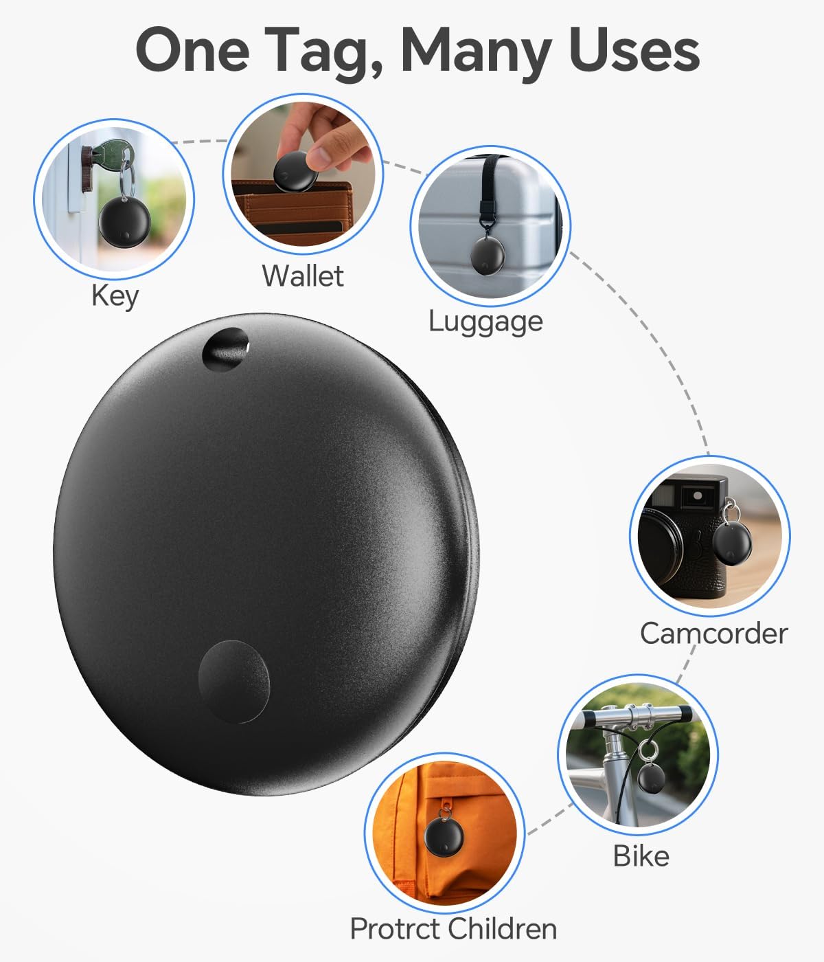 ZLYM IP67 Bags,Backpacks,Luggage,Wallets Black-1) Air Tracker Tag Waterproof Bluetooth Tracker, Keychain Finder, Item