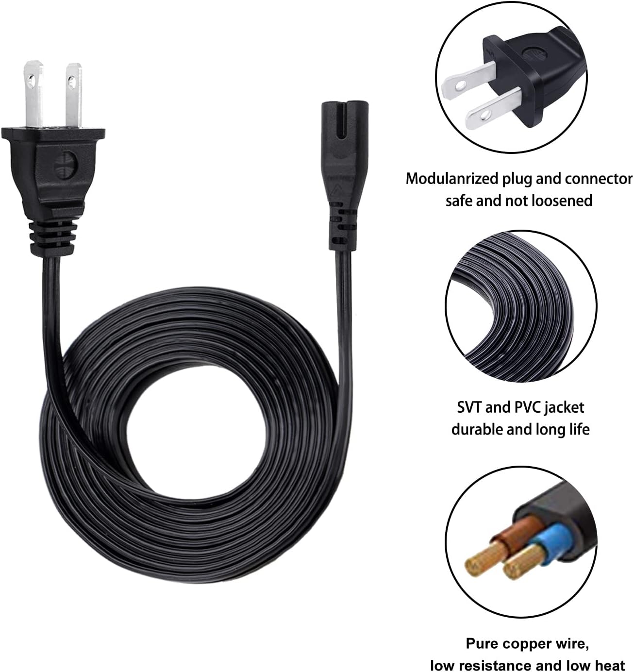 Saireed YG600-Movin/ YG600 YG600/ GD500 8ft 2 Power Cord Replacement for GooDee Projector Plus/ AC Prong Cable