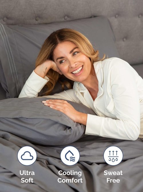 Hotel Luxury Extra Deep Queen Fitted Sheet - Ultra Soft & Breathable - Fits 18-24 Inch Mattresses - Dark Grey