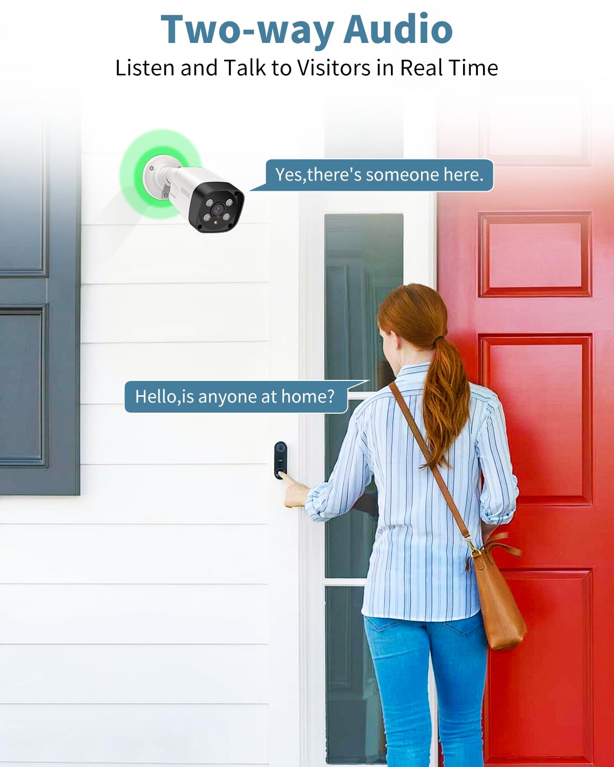 《130°Wide Angle-Lens & Dual Power Mode》Outdoor CCTV Security Camera System with 2-Way Audio,8.0MP IP Wired Security Cameras,Home Surveillance Video Equipment with 4K NVR