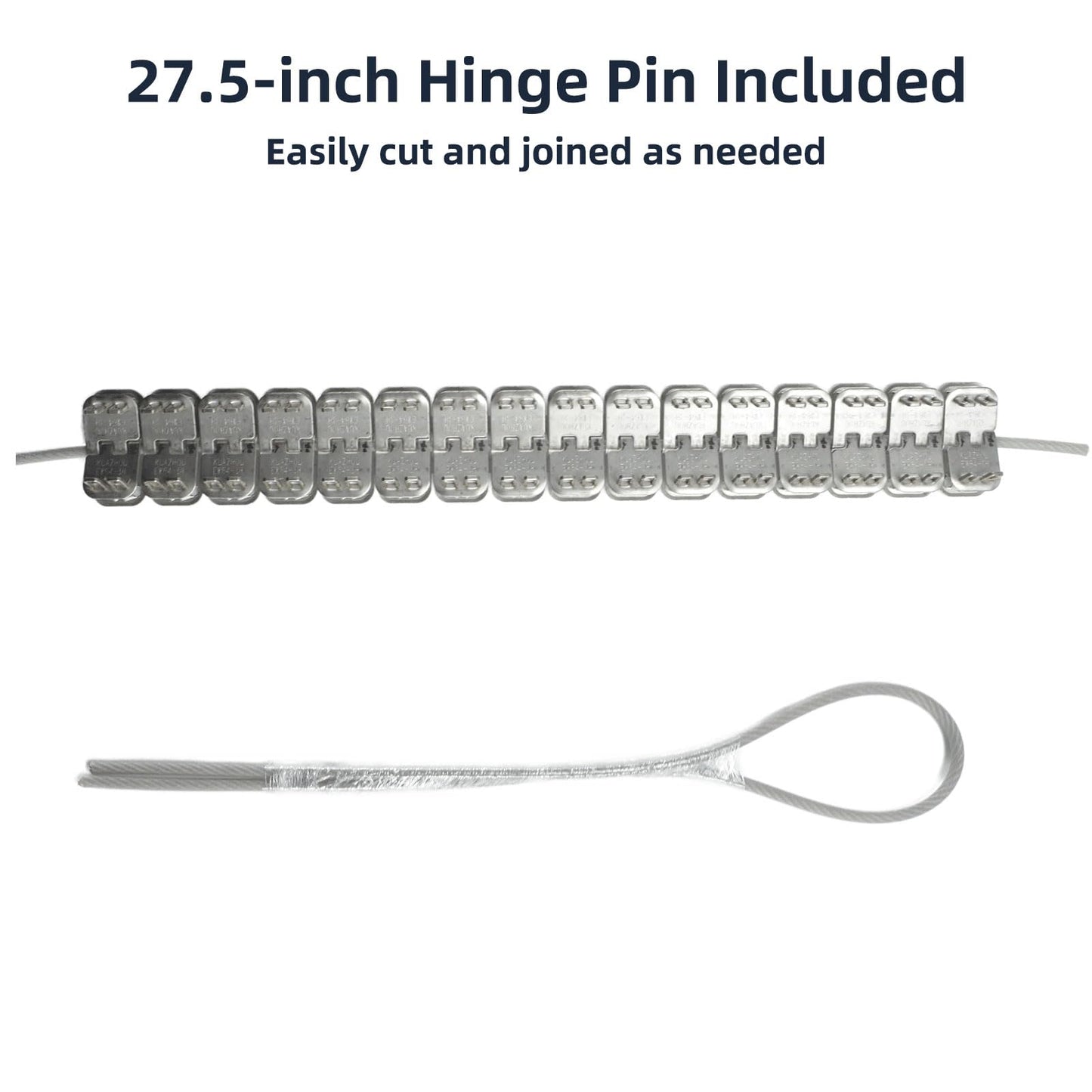48'' Stainless Steel Conveyor Belt Fasteners Clips with 27.5'' Hinge Pin - for Industrial Conveyor Belt Staple Lacing, Suitable for Belt Thickness of 5-6mm - Split into 3 Equal Sections