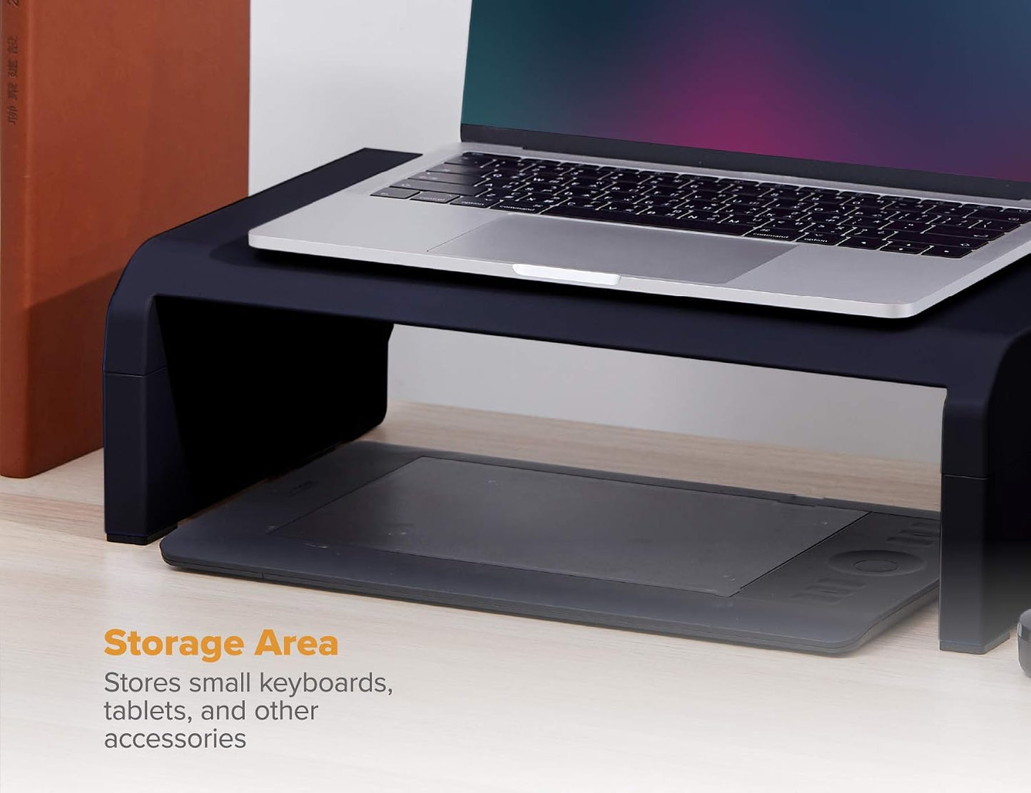 4 Bostitch Office Konnect Adjustable Monitor Stand Riser, Height Adjustments, Built-In Cable Management, Rubber Feet