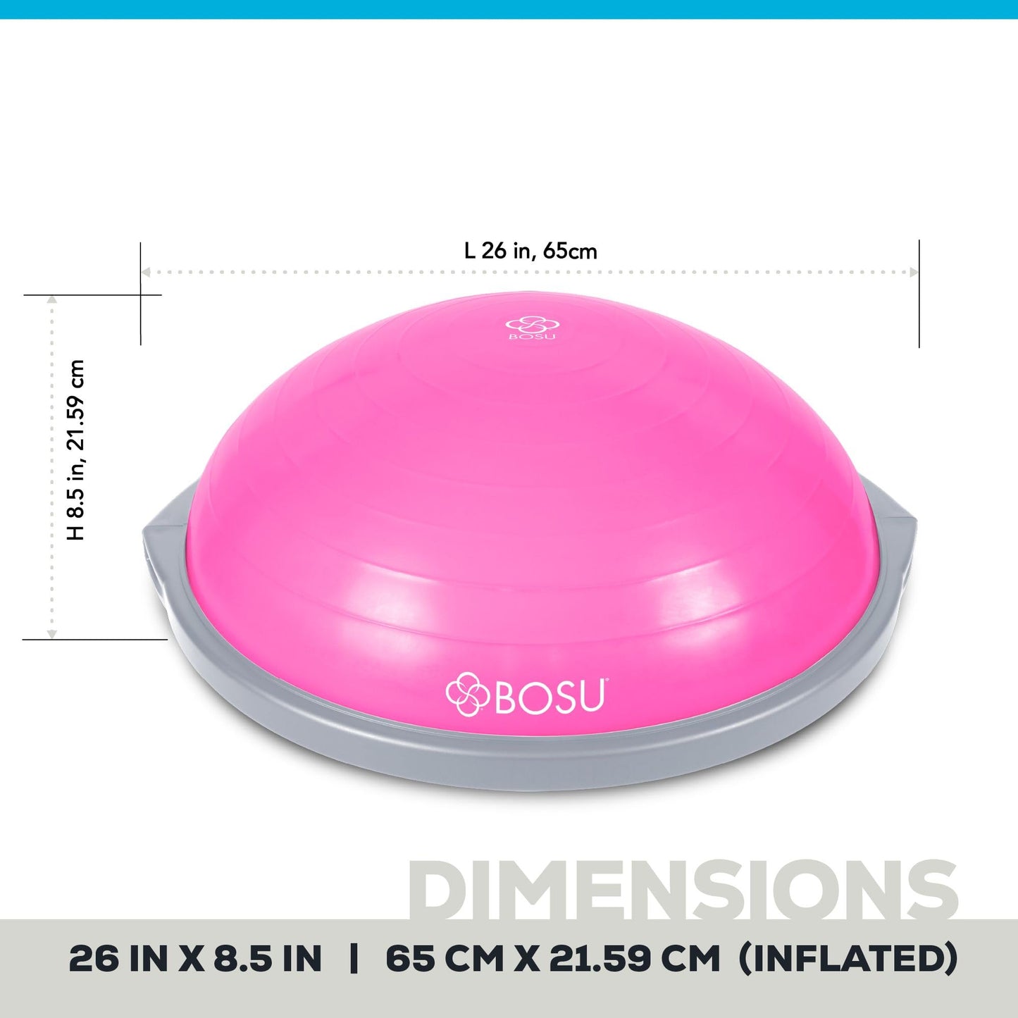 Bosu 72-10850 Home Gym Equipment The Original Balance Trainer 65 cm Diameter, Pink and Gray