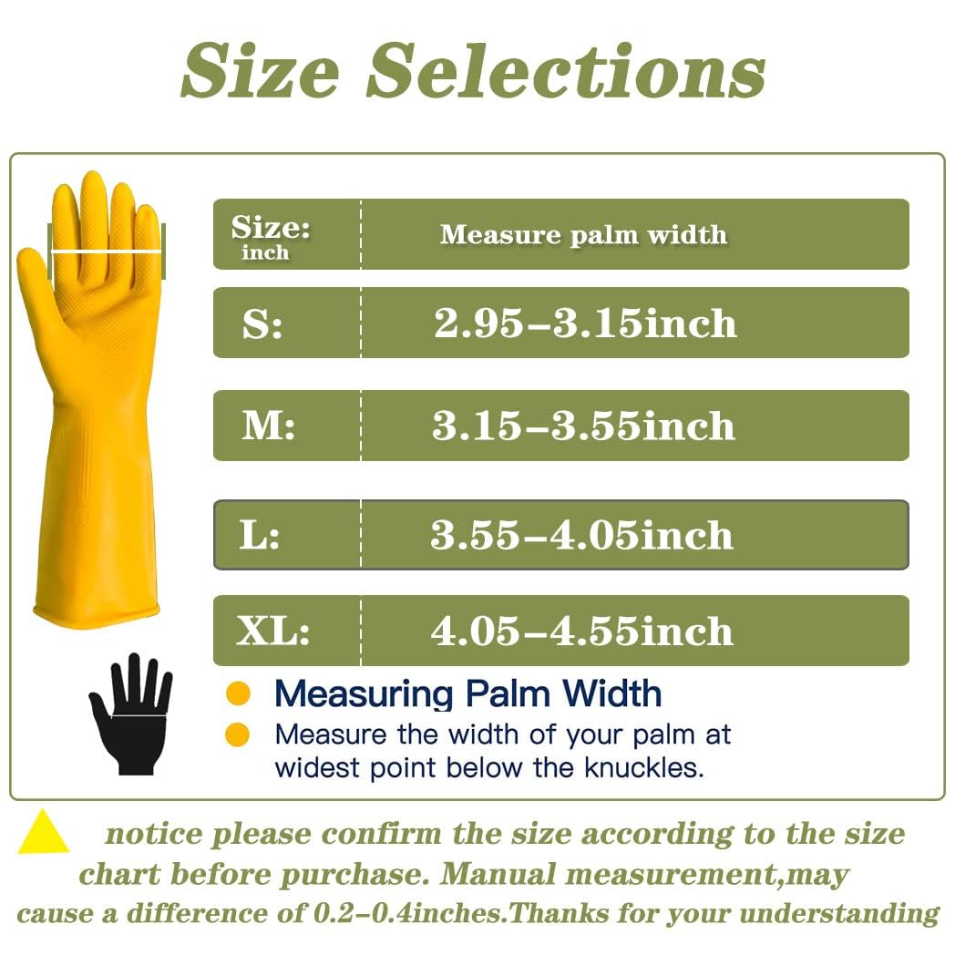 Vsootal 8 Pairs Reusable Household Cleaning Gloves, Rubber Kitchen Dishwashing Gloves,Extra Thickness, Long Sleeves, for Washing Dishes, Pet Care(X-Large, Yellow)
