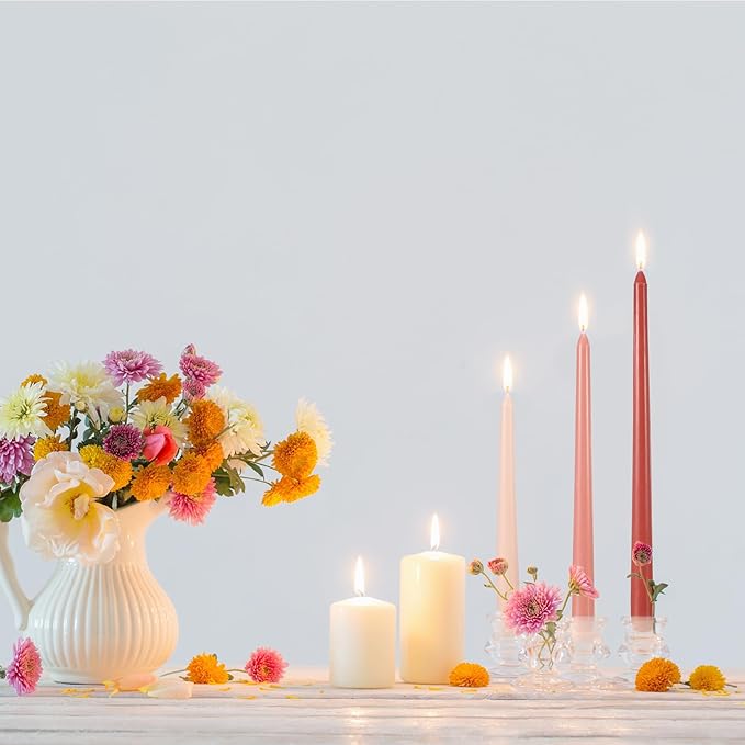 MTLEE Taper Candles 8/10/12 Multi Height Unscented Taper Candles 8 Burn Hours for Dinner Decorative Home Decoration Wedding Party Candlesticks(Gradient Pink,36)